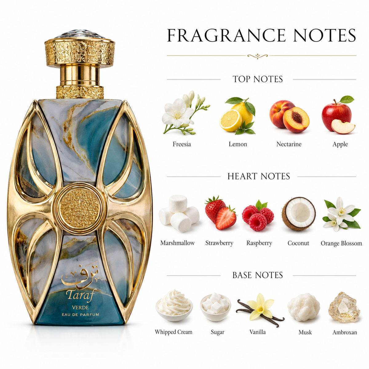 AMARAN Taraf Verde Eau de Parfum for Women 100 ml – Fruity Vanilla Gourmand