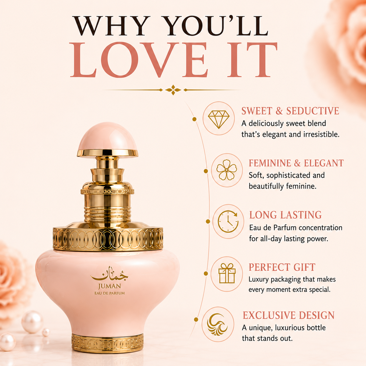 Le Falcone Juman Precious Eau de Parfum for Women 100 ml – Fruity Vanilla Gourmand