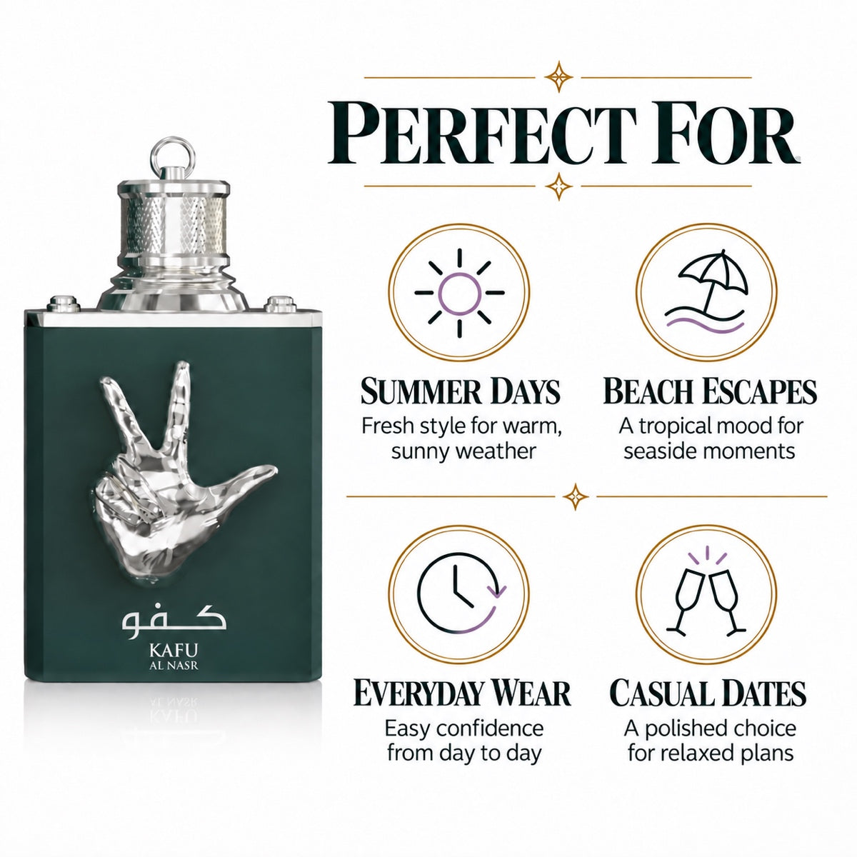 AMARAN Kafu Al Nasr Eau de Parfum for Men 100 ml – Green, Aquatic & Creamy