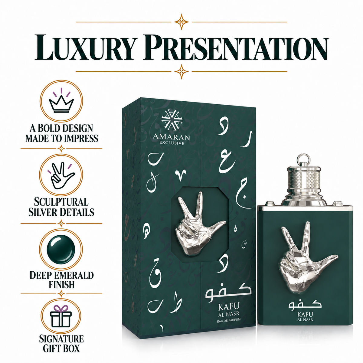 AMARAN Kafu Al Nasr Eau de Parfum for Men 100 ml – Green, Aquatic & Creamy
