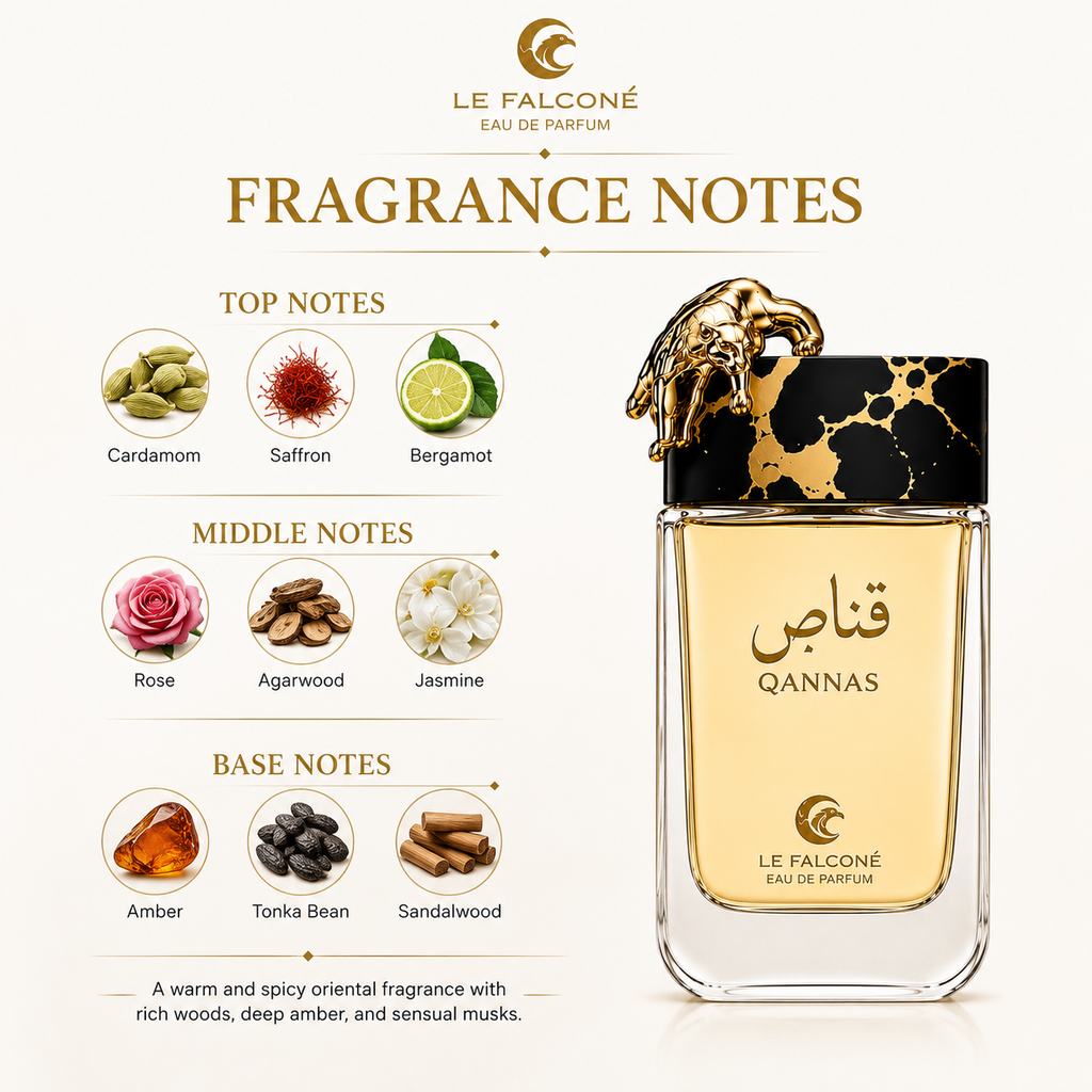 Le Falcone Qannas Eau de Parfum for Men 90 ml – Warm Spicy & Woody
