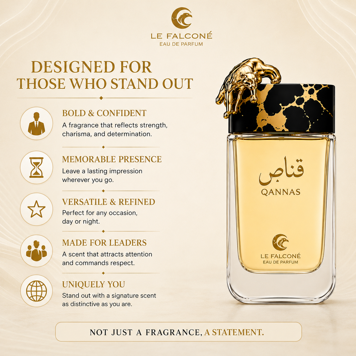 Le Falcone Qannas Eau de Parfum for Men 90 ml – Warm Spicy & Woody