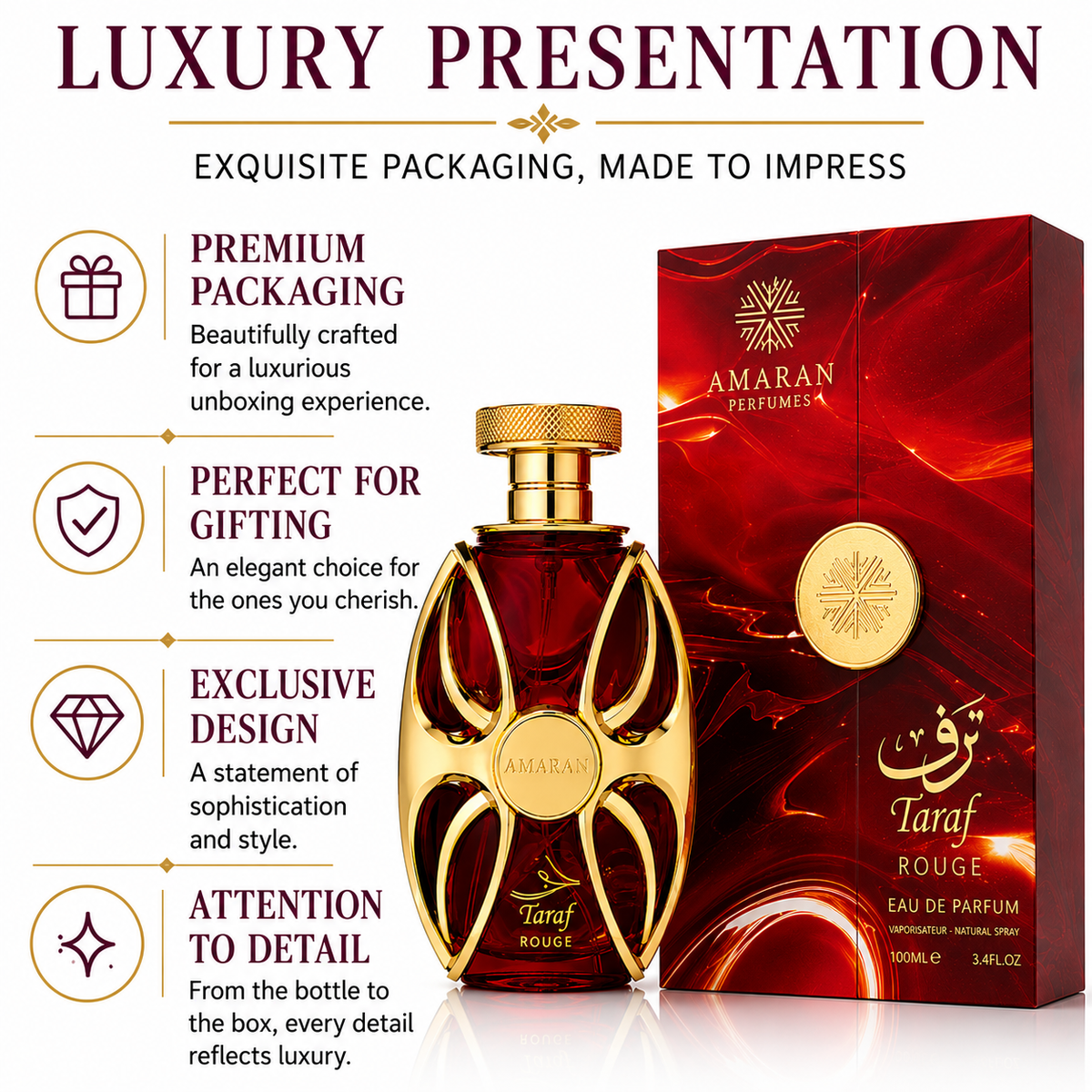 AMARAN Taraf Rouge Eau de Parfum 100 ml – Fruity Floral Gourmand