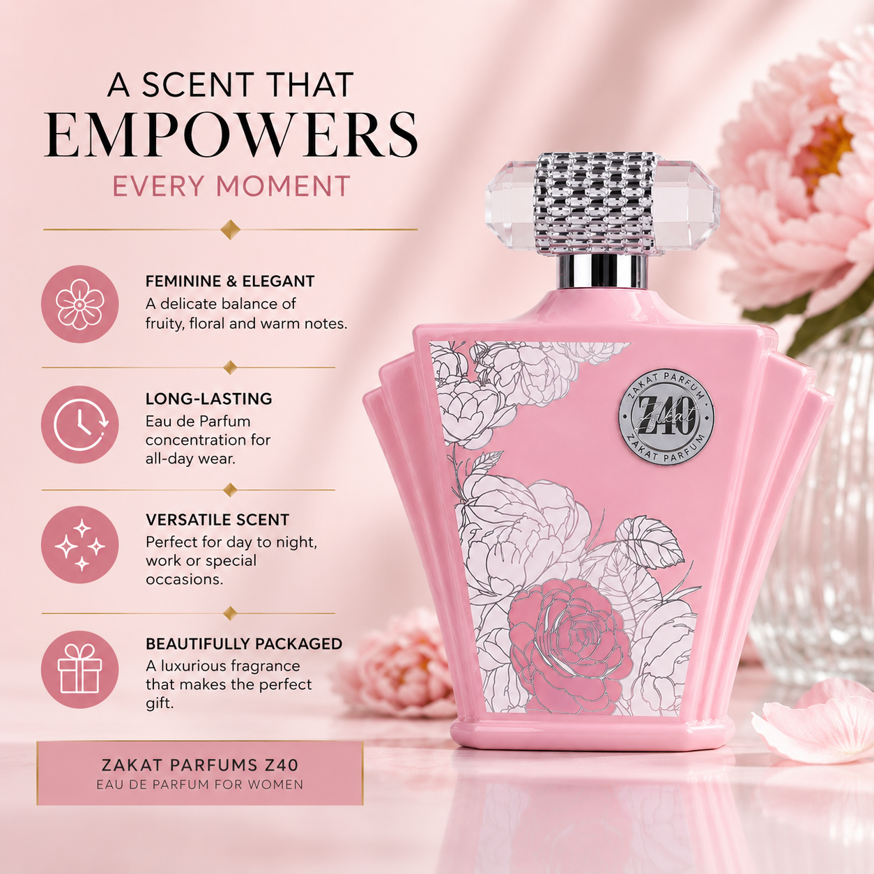 ZAKAT Z40 Eau de Parfum for Women 100 ml – Floral, Fruity & Vanilla