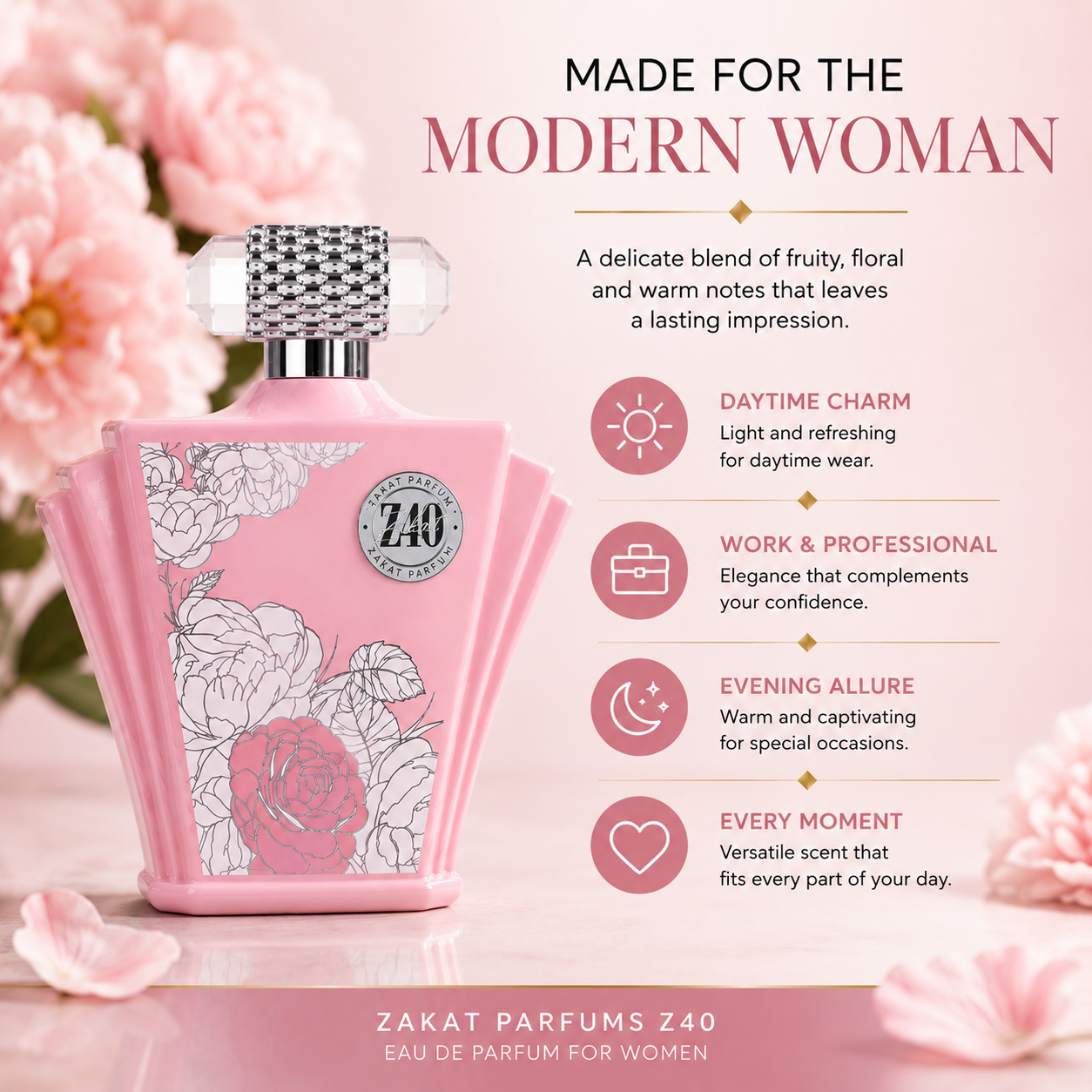 ZAKAT Z40 Eau de Parfum for Women 100 ml – Floral, Fruity & Vanilla
